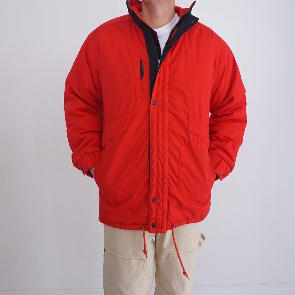 Vintage '90S Whitefish Bay Red Plaid Lined Zip Up Winter Ski Coat Small
